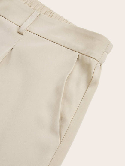 Women's Plus Size High Waist Straight Leg Trousers - Elegant, Polyester, Machine Washable, Casual Suit Pants For Women