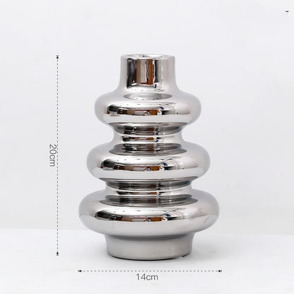 Modern Light Luxury Irregular Silver Plated Ceramic Vase