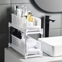 Solid Color Plastic Pull-out Double-layer Storage Rack