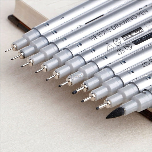 10 Tailles de Pointe Stylo de Dessin à l'Aiguille Micron Pigment Imperméable Fi