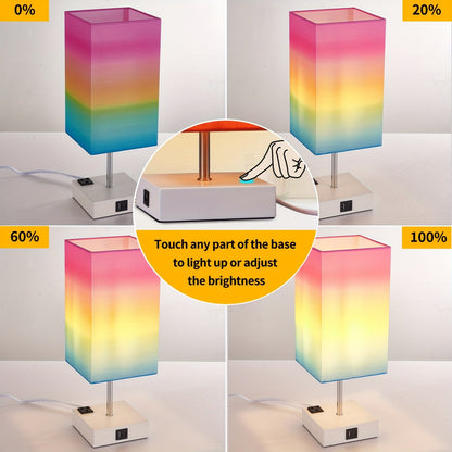 LumaTouch | Touch Table Lamp with USB Outlet and Fabric Shade Bedside Decor
