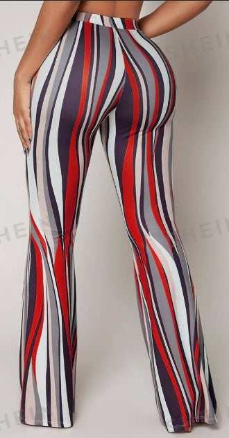 Pantalones acampanados de tiro alto a rayas