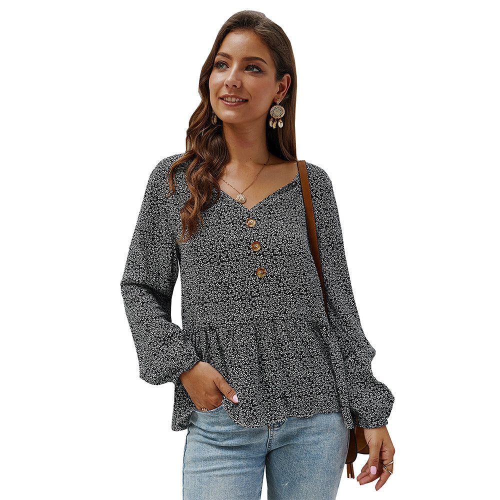 Nuevo producto: blusa floral de manga larga y cuello en V