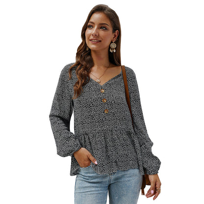 Nuevo producto: blusa floral de manga larga y cuello en V