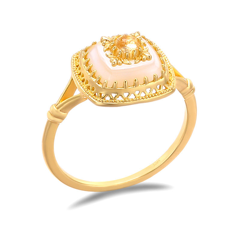 Carved White Jade Ring