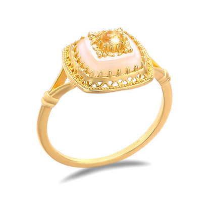 Carved White Jade Ring