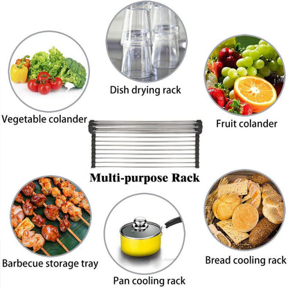 Roll-Up Dish Drying Rack – Stainless Steel Sink Drainer Mat