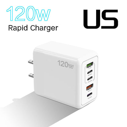 Mobile Phone Charger Multi-port Fast Charging Port European And American British Standard Charging Plug 120W Adapter
