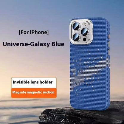 Carbon Fiber Kevlar Magnetic iPhone 15 & 16 Case – Frosted MagSafe-Compatible with Kickstand