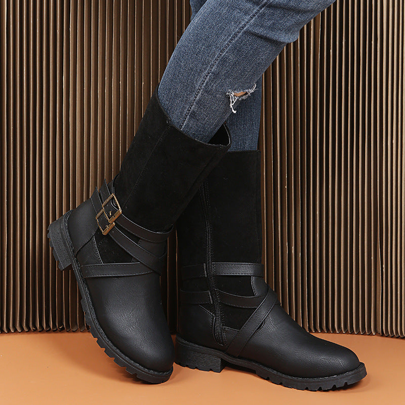 Chaussures à talon carré grande taille pour femmes – Ceinture décontractée à petit talon