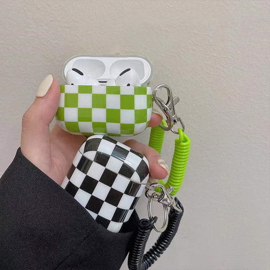 Funda Protectora de AirPods con Cadena de Teléfono a Cuadros
