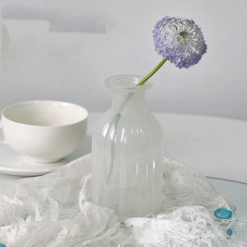 Morandi Glass Vase – White & Blue Decorative Flower Vase for Living Room, Dining & Home Decor