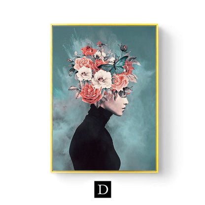 Modern Living Room Home Decor Painting Abstract Floral Character Art Canvas Poster