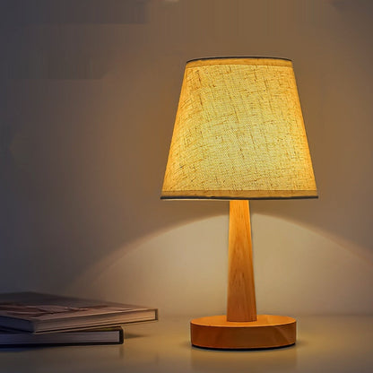 Simple Modern Creative LED Bedside Lamp Dimming Remote Control Solid Wood Small Table Lamp