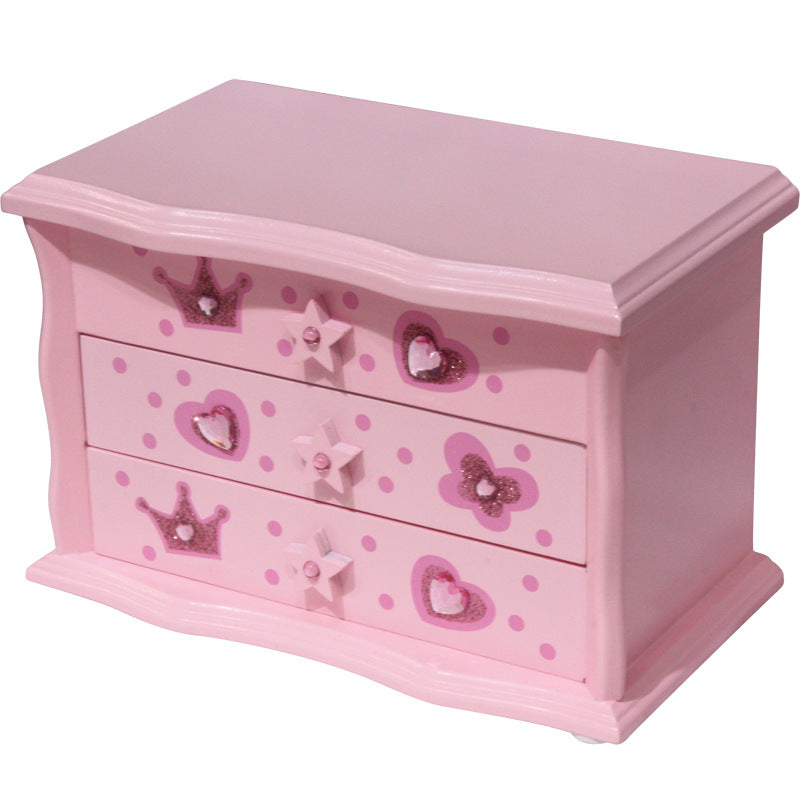 Boîte de rangement à bijoux en bois pour enfants Cadeau de vacances