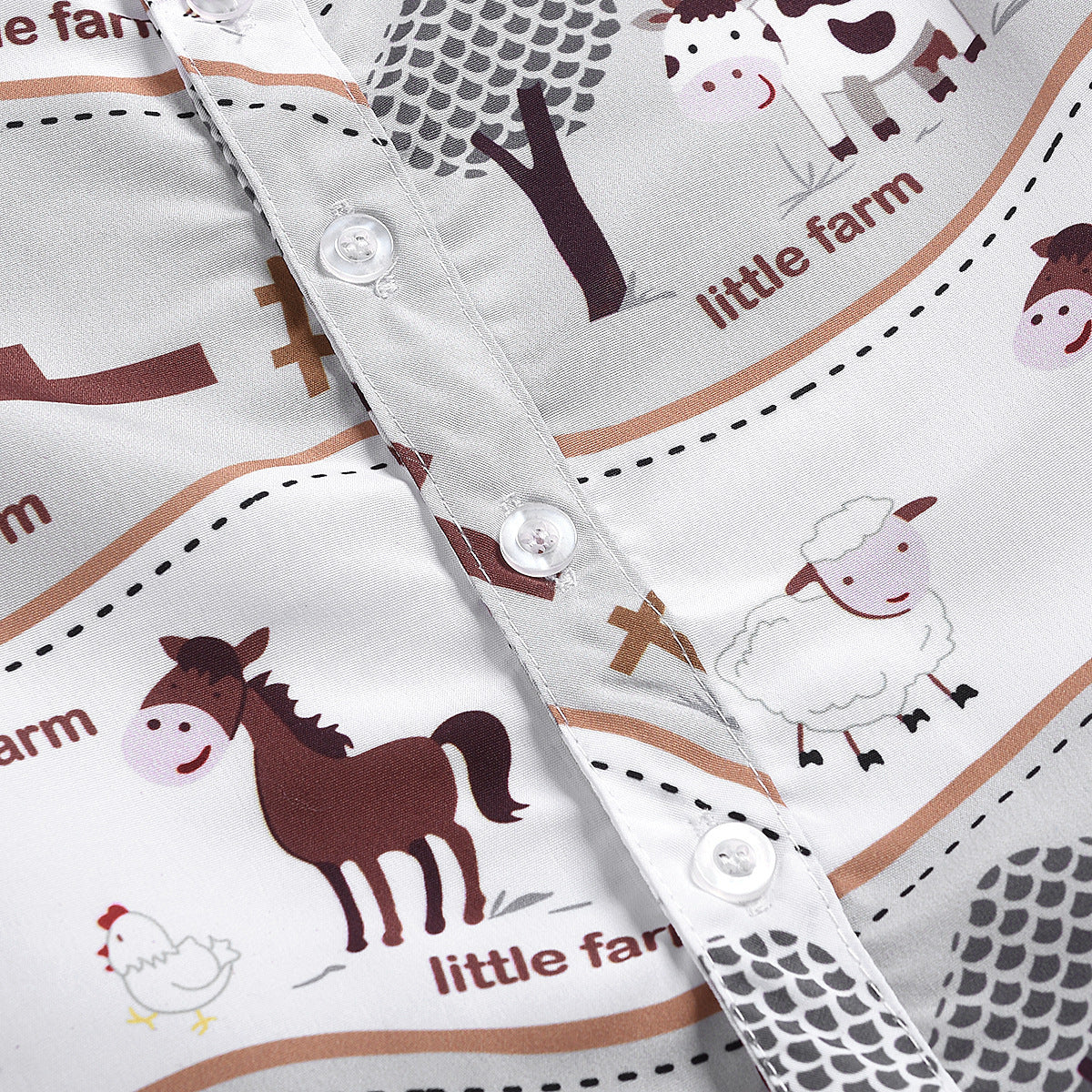 Ensemble chemise imprimée de dessin animé et short de couleur unie pour garçons et filles d'été