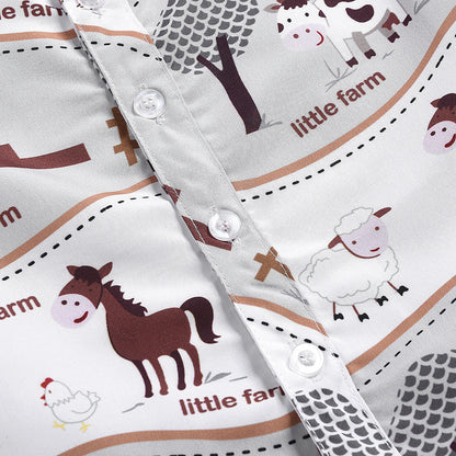 Ensemble chemise imprimée de dessin animé et short de couleur unie pour garçons et filles d'été