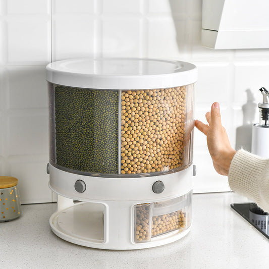 Boîte de rangement alimentaire rotative et multifonctionnelle pour riz, seau domestique anti-insectes et étanche à l'humidité pour céréales