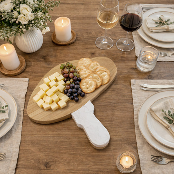 Marble & Wood Mushroom Cutting Board