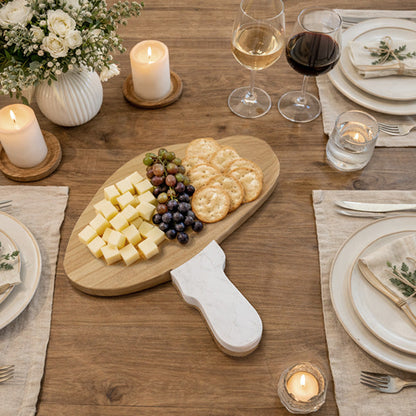 Marble & Wood Mushroom Cutting Board