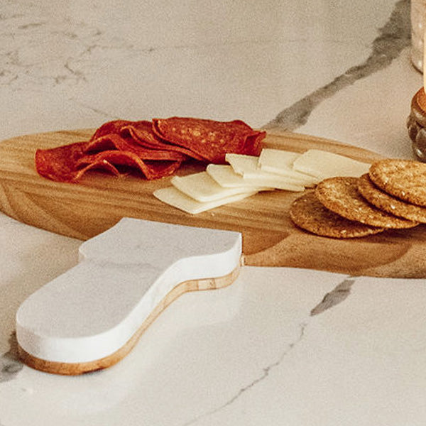 Marble & Wood Mushroom Cutting Board