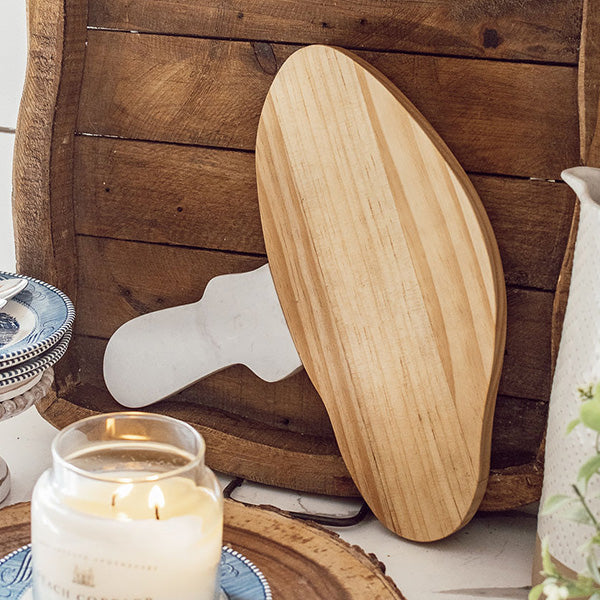 Marble & Wood Mushroom Cutting Board