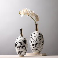 Chinese Ceramic Vase Splash-ink Color Matching Long Neck Flower Device