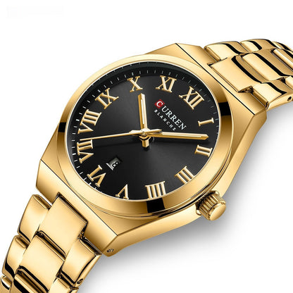 Women's Fashion Calendar Women's Watch Casual Steel Belt