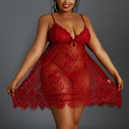 Pyjama Femme Grande Taille Nuisette Sexy en Dentelle