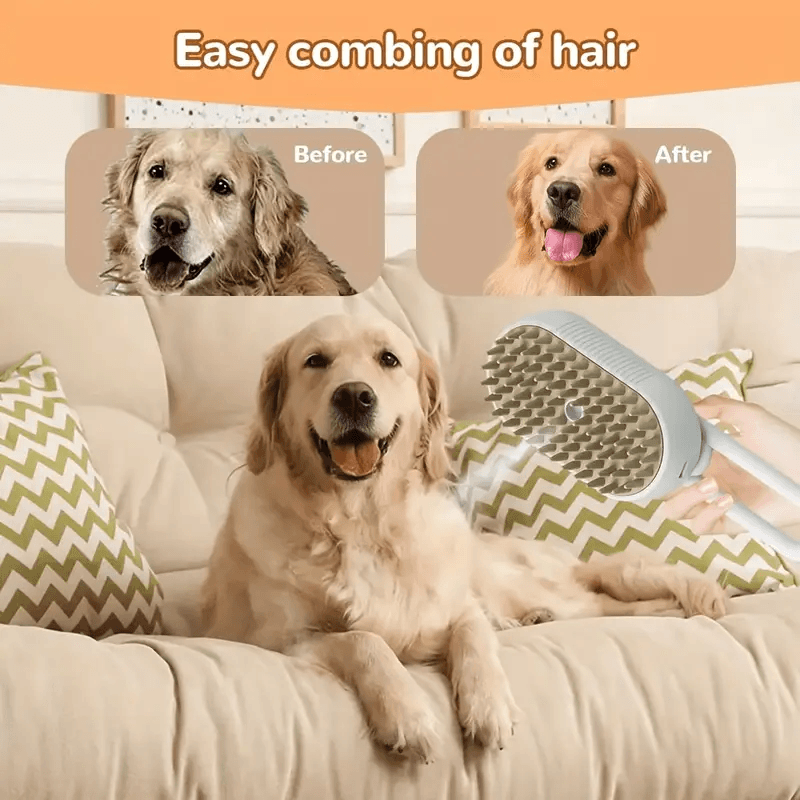 3-in-1 Electric Pet Brush – Steam Cleaner, Hair Remover & Massager for Dogs & Cats