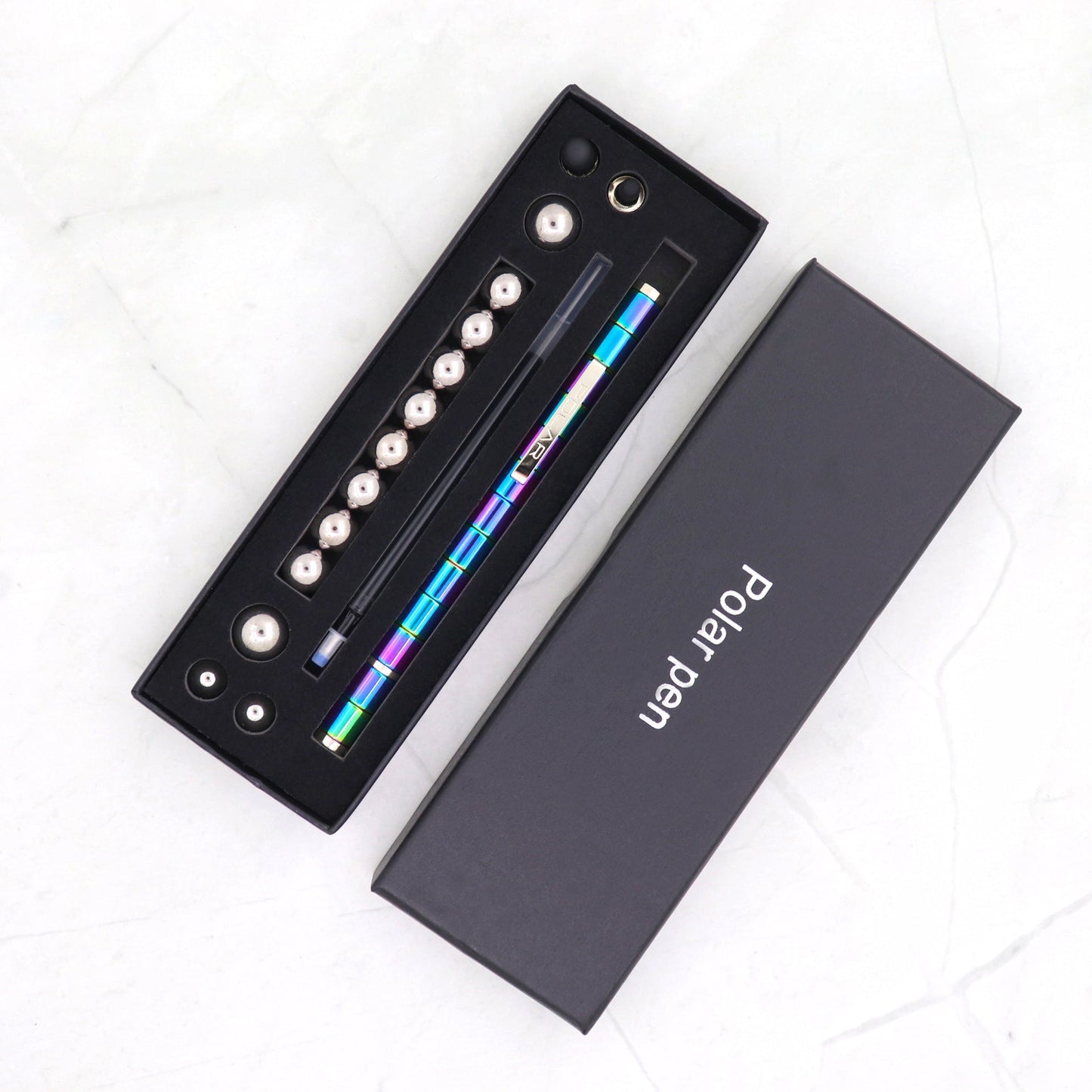 Boîte cadeau anti-stress Kits dorés noirs amusants Stylo polaire magnétique Fidget avec stylet bille