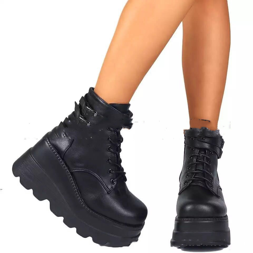 Zapatos con Plataforma Botas de Mujer Zapatos de Invierno Cuero Genuino