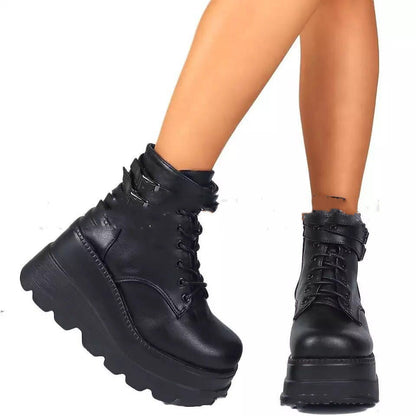 Zapatos con Plataforma Botas de Mujer Zapatos de Invierno Cuero Genuino