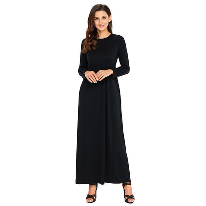 Round neck long sleeve plus size dress
