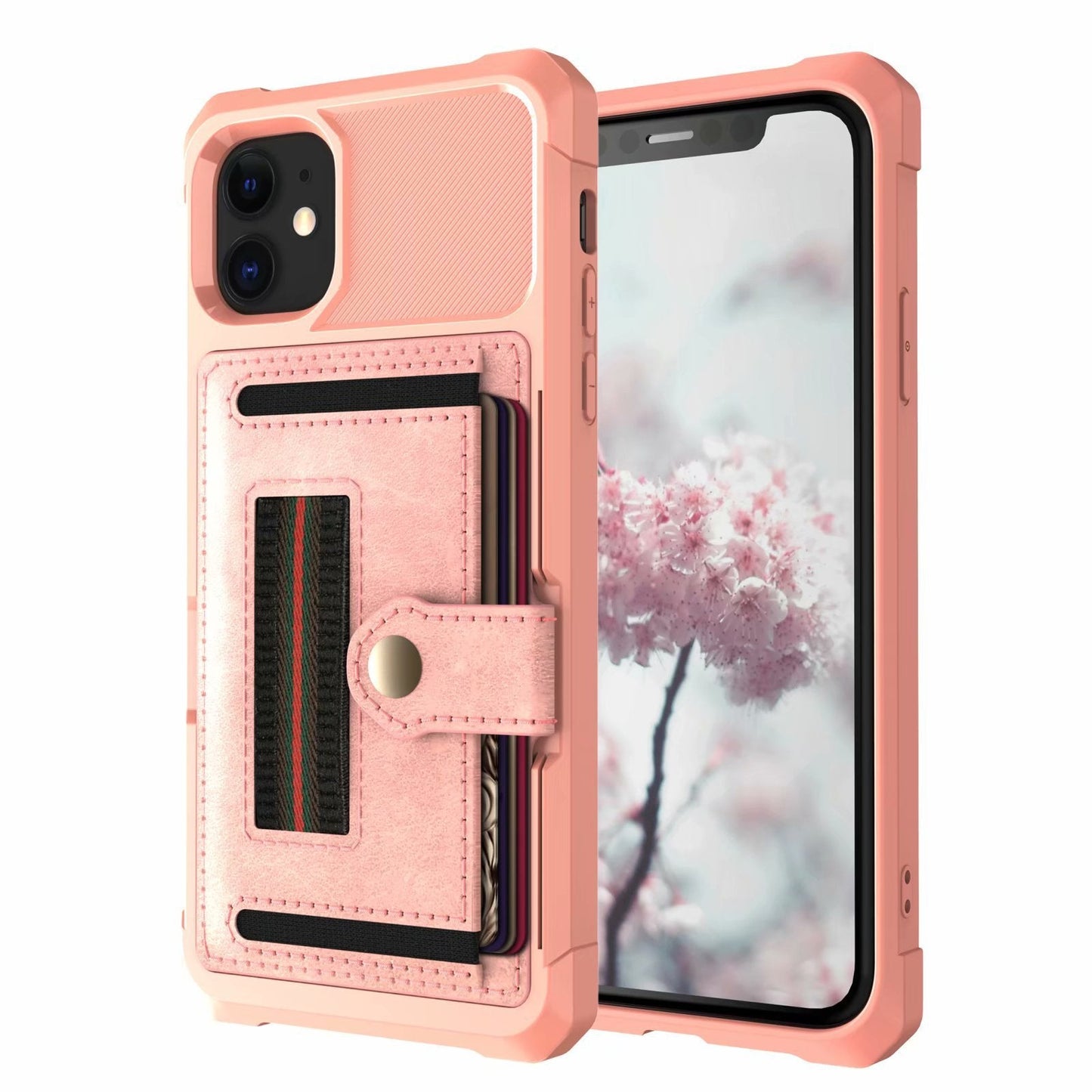 Slim TPU Card Slot iPhone Case – Solid Color Back Cover | iPhone 6–12 Series