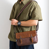 Korean Men's PU Leather Retro Flip Literary Shoulder Bag