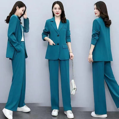 Ensemble deux pièces de tailleur-pantalon à jambes larges pour femme