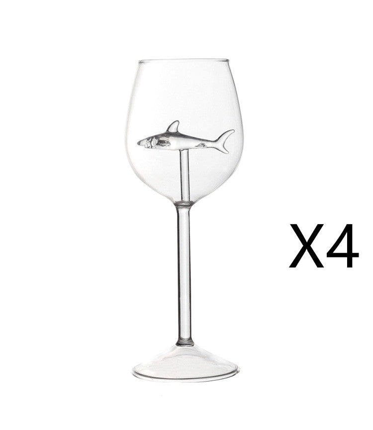 Verres à vin rouge avec requin à l'intérieur Verres à pied en verre transparent sans plomb pour la maison, le bar, les fêtes HFing