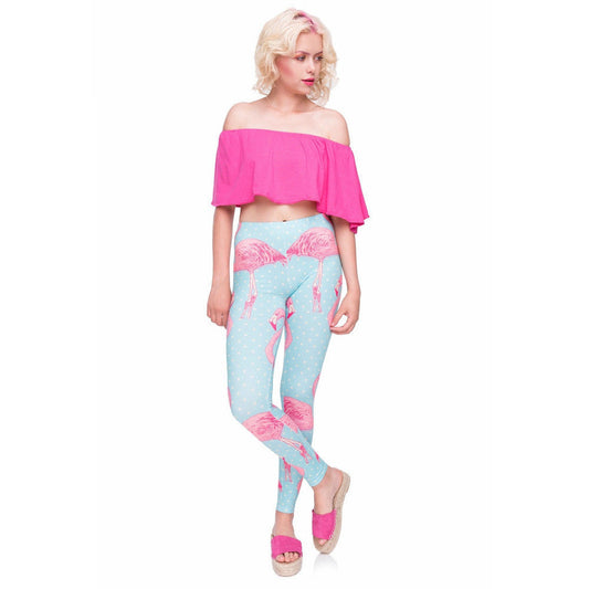 Pantalones estampados de flamencos azules de estilo europeo y americano