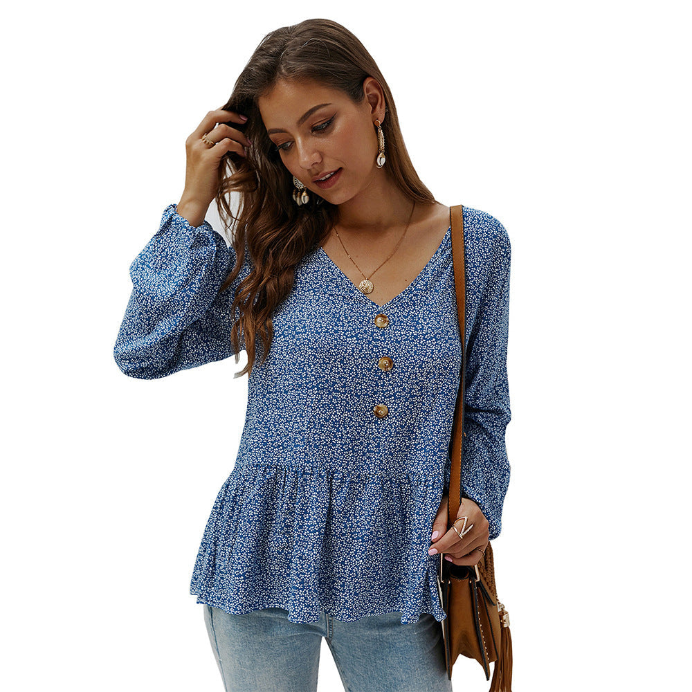 Nuevo producto: blusa floral de manga larga y cuello en V