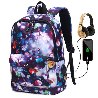 Sac à dos femme Sac à dos ordinateur Sac d'école rechargeable