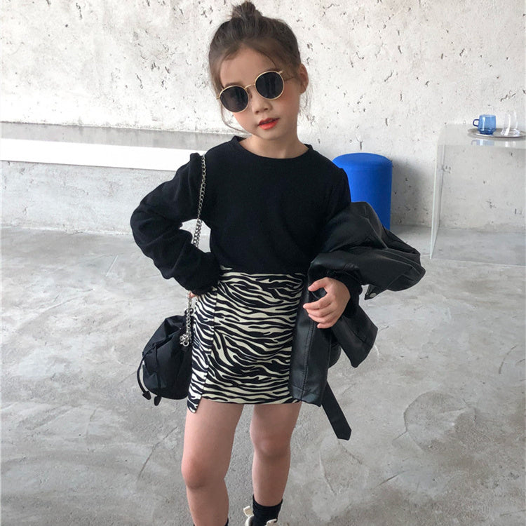 Vestido Infantil Estilo Extranjero Bolso Moda Cebra Niña Bebé Falda
