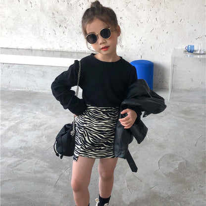 Vestido Infantil Estilo Extranjero Bolso Moda Cebra Niña Bebé Falda