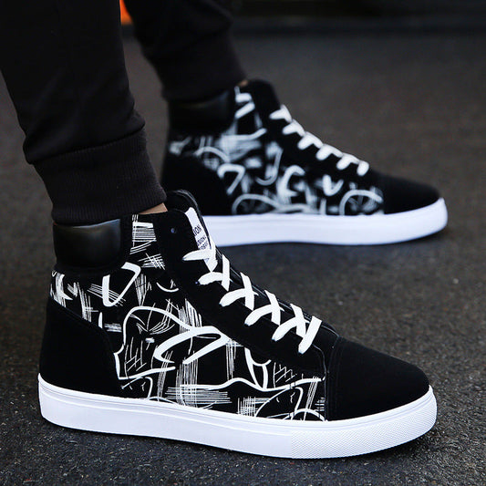 New creative single graffiti design Spring high top shoes Authentic Edition men's shoes