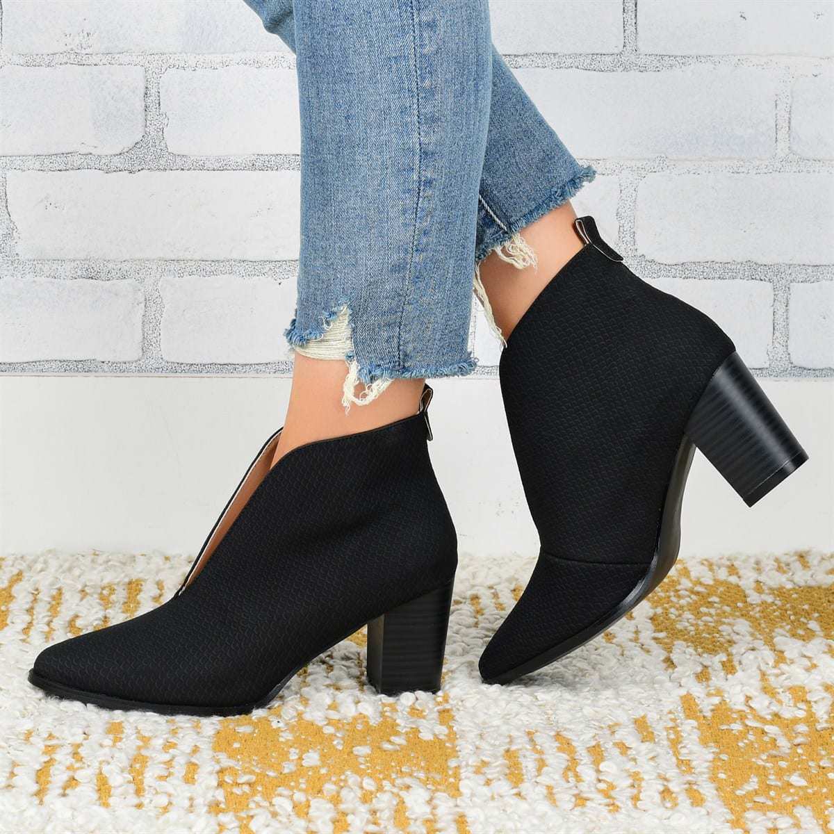 Zapato casual de tacón medio con punta cuadrada estilo retro y talla grande