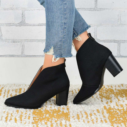 Zapato casual de tacón medio con punta cuadrada estilo retro y talla grande