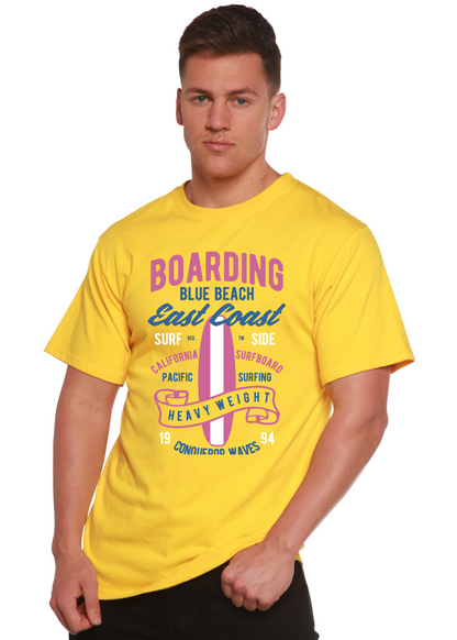 T-shirt graphique à manches courtes en viscose de bambou/coton bio pour homme Boarding Blue Beach