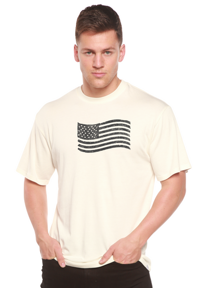 T-shirt à manches courtes en bambou pour homme avec drapeau américain