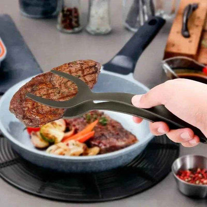 2-in-1 Nylon Flip Tongs & Spatula | Egg & Steak Turner Tongs