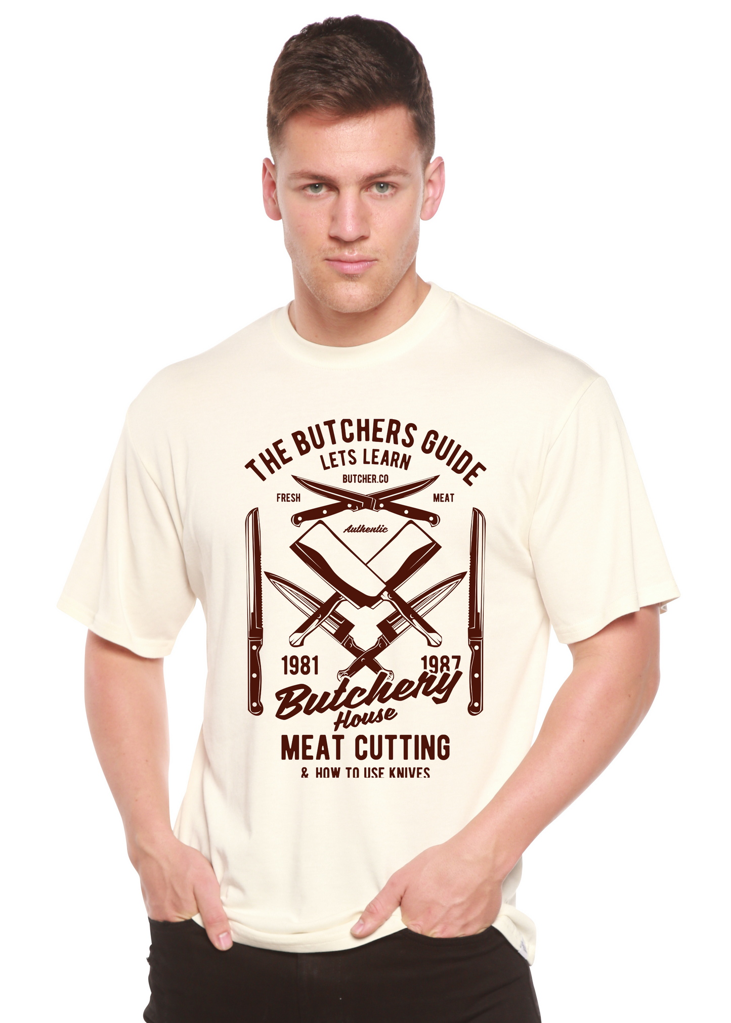 T-shirt graphique à manches courtes en viscose de bambou et coton biologique Butchery House pour homme